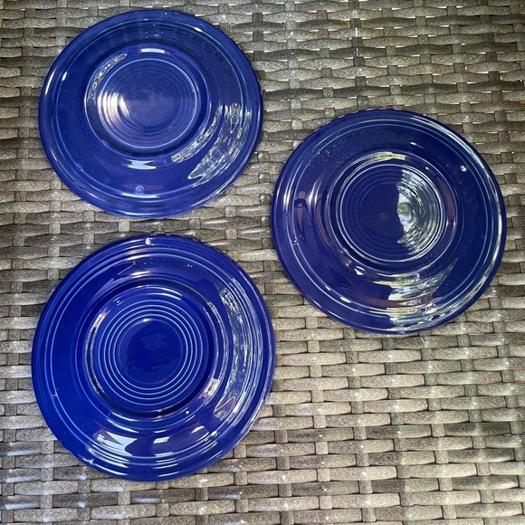 3 Vintage Fiestaware Fiesta Original Cobalt Blue Saucers Tea Coffee Dessert 6” - Picture 2 of 4